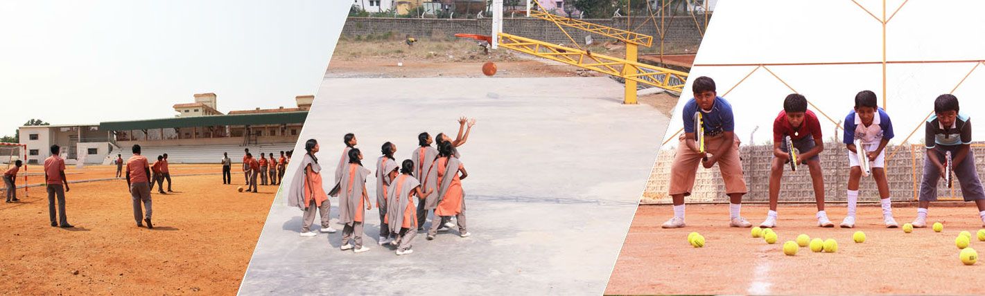 Students training on the school sports field
