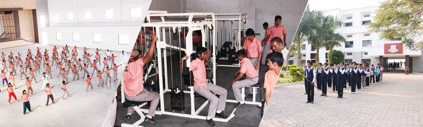 Mass drill in the multi-purpose hall and the school gymnasium